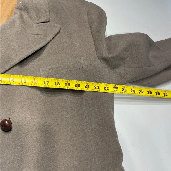 Crombie Taupe Virgin Wool Double-Breasted Overcoat - Size 46-47 XL - Picture 7 of 11